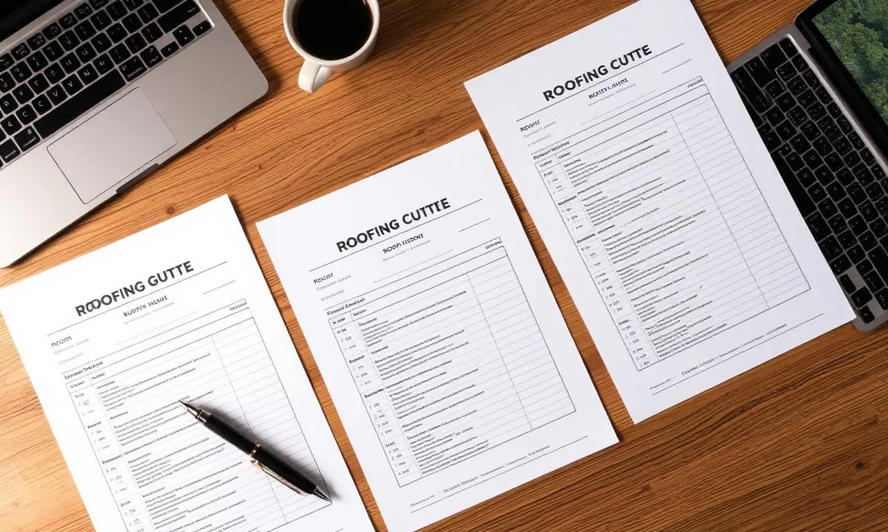 Three roofing quotes compared on a desk