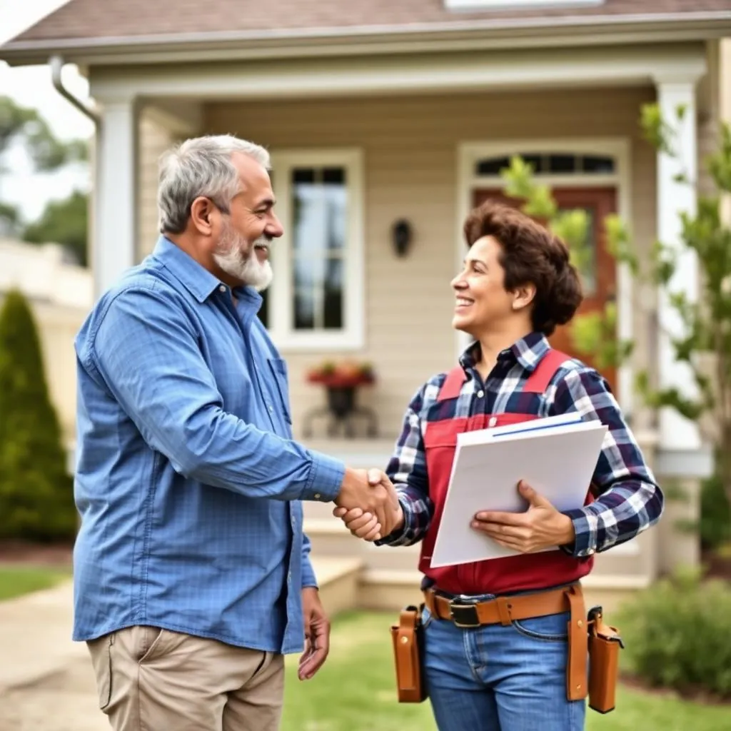 Toronto homeowner interviewing a roofing contractor at the kitchen table