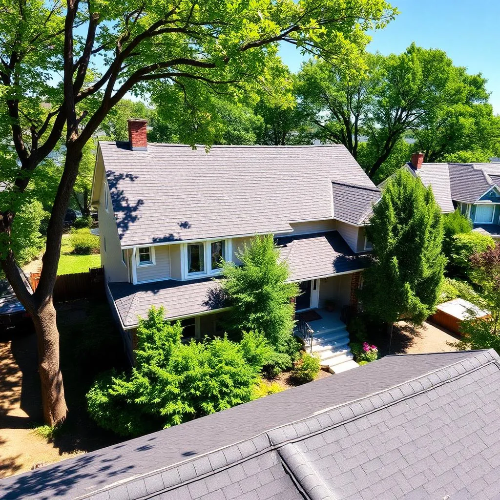 Québec residential neighbourhood with asphalt-shingle roofs